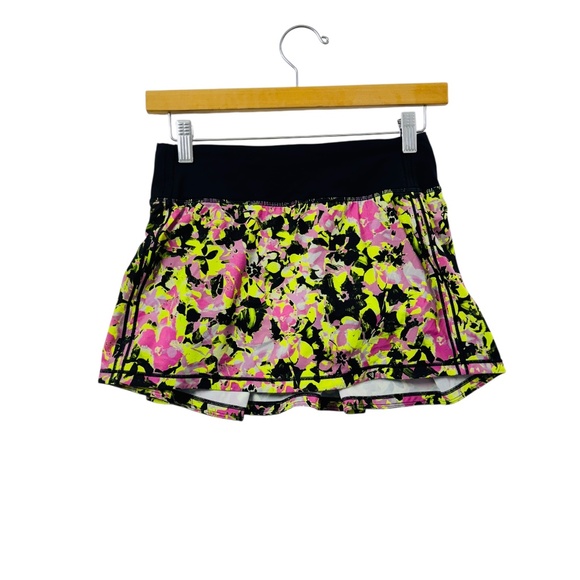 Lululemon Pace Rival MidRise Skirt Skort Yellow Pink Sz 2 Activewear Performance - Picture 3 of 11